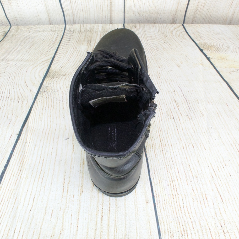 XELEMENT BLACK LEATHER ZIP LACE UP MOTO Boots 12 - Picture 7 of 8